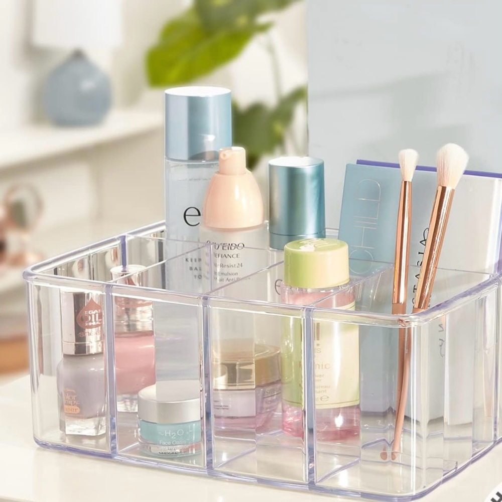 Clear Sturdy Acrylic 5 Compartment Cosmetic Vanity Organizer